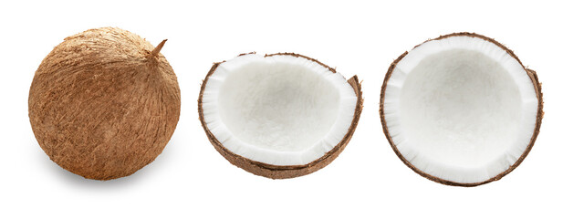 coconuts isolated on the white background.the entire image is sharpness.