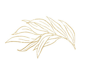Golden Outlines botanical leaves illustration isolated
