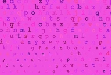 Light pink, blue vector pattern with ABC symbols.