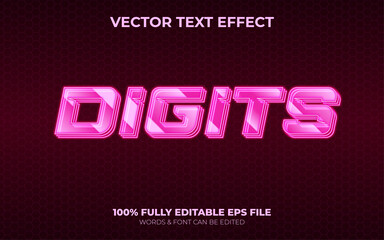 Editable 3d Vector Text Effect Digital Metaverse Neon Illumination with Pink Color