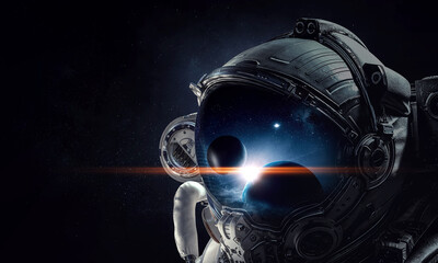 Obraz na płótnie Canvas Astronaut and space exploration theme.