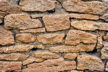 Background of vintage orange stone wall old red texture handmade