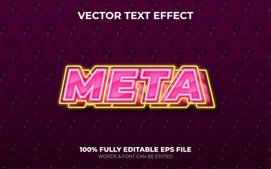 Editable Vector Text Effect Pink Metaverse with Yellow Neon Light Color