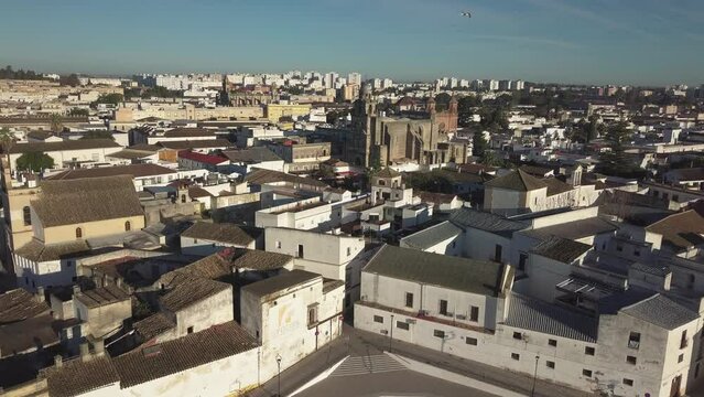 Drone view of Jerez de la Frontera on a sunny morning. Southern Spain
