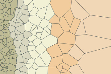 Retro classic Voronoi diagram pattern design. Flat mosaic beige color gradient grid mesh abstract geometric background