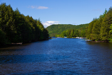 The narrowest part of Fitch Bay on Lake Memphremagog, Stanstead, Quebec, Canada