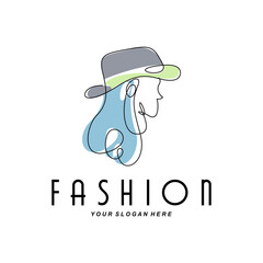 Women's Hat Logo Design Illustration Fashion beauty accessories, and product brand care