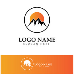 Sun Mountain Logo Icon Design – stock illustration
