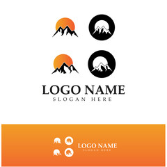 Sun Mountain Logo Icon Design – stock illustration