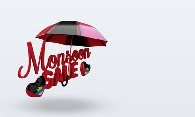 3d monsoon sale Antigua and Barbuda flag rendering left view