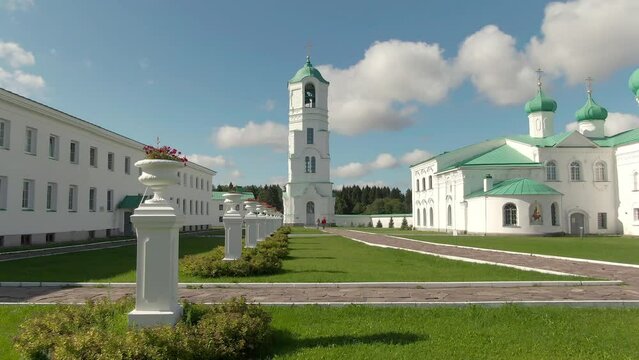 Alexander Svirsky monastery beautiful summer aerial footage