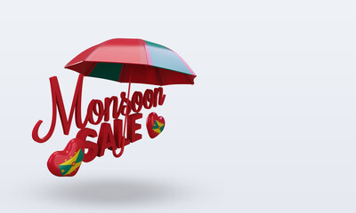 3d monsoon sale Grenada flag rendering left view