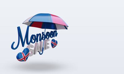 3d monsoon sale Iceland flag rendering left view