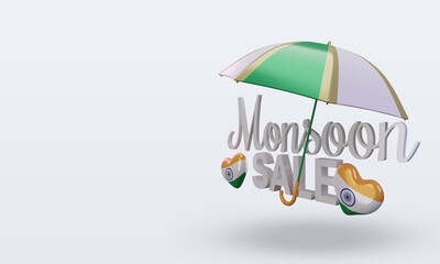 3d monsoon sale India flag rendering right view - obrazy, fototapety, plakaty