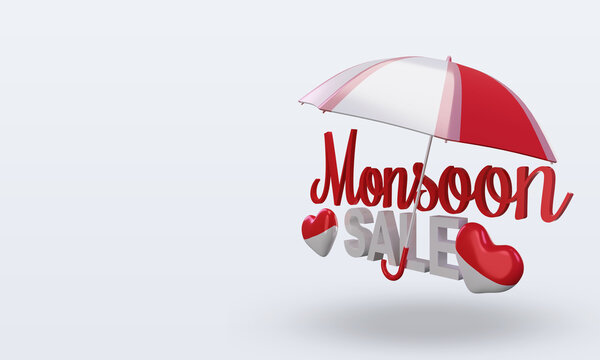 3d Monsoon Sale Indonesia Flag Rendering Right View