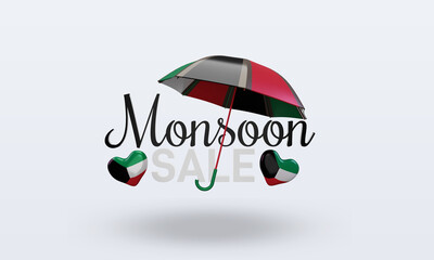 3d monsoon sale Kuwait flag rendering front view