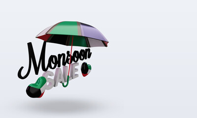 3d monsoon sale Kuwait flag rendering left view