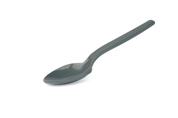 one plastic spoon isolated on white background.