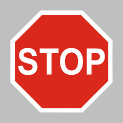 Stop octagonal red sign high quality vector illustration - Original size and colors, official international version