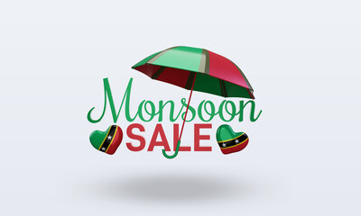 3d monsoon sale St Kitts and Nevis flag rendering front view