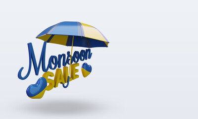 3d monsoon sale Ukraine flag rendering left view