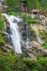 Kamysh waterfall in summer in the Altai Republic, Siberia, Russia