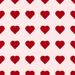 Seamless red heart pattern background. Vector illustration.