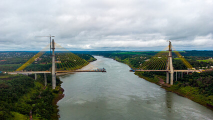 Fototapeta premium Construction of the International Integration Bridge - Brazil x Paraguay - June 07, 2022
