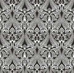 Vector monocrome seamless oriental national ornament, background. Endless ethnic floral pattern of Arab peoples. Persian painting. For sandblasting, laser and plotter cutting.