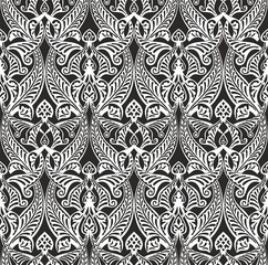 Vector monocrome seamless oriental national ornament, background. Endless ethnic floral pattern of Arab peoples. Persian painting. For sandblasting, laser and plotter cutting.