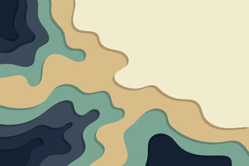 Abstract paper cut background. Layered wavy shape illustration with a flat shadow