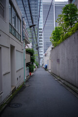 Fototapeta na wymiar 東京都赤坂2丁目から見える路地の風景