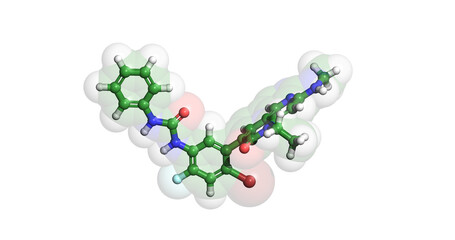 Ripretinib, anticancer drug, 3D molecule