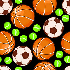 Obraz premium Seamless pattern sports balls. Vector illustration