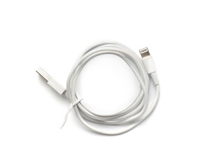 USB cable for smartphone isolated on white background.