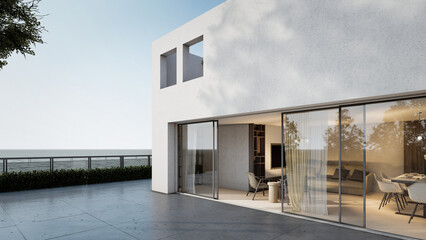 3D Rendering Illustration Of Modern House 