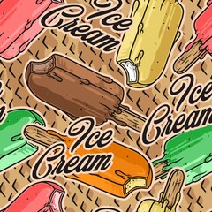 Ice cream seamless pattern colorful