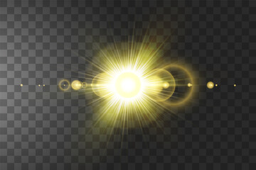 Fototapeta premium Vector transparent sunlight special lens flare light effect. Sun isolated on transparent background. Glow light effect