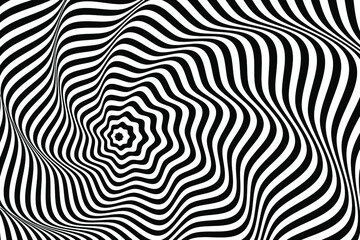 Optical illusions. Abstract striped with monochrome waves background. vector illustration