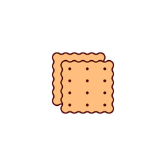 Two square cookies. Front and back view. Colored vector illustration and icons on a white background. Outline and line style.