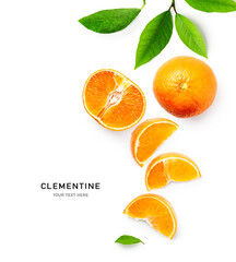 Clementine citrus fruits composition and creative layout.