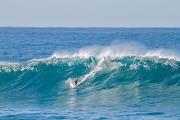 Surfer on a Huge Australian Wave. This is tow-in surf with Jet ski. the exact place is Coogee.