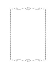 Vector Valentine frame with hearts. Calligraphy decorative ornament for decoration text, design of wedding invitation, love romantic greeting card