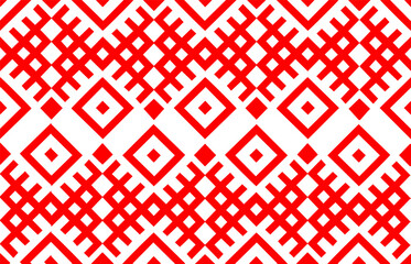 Red stylized folk Slavic patterns. Seamless folk pattern. Vector illustration