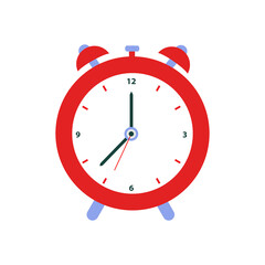 Alarm clock wake up time. Vector illustration in flat style isolated on white background