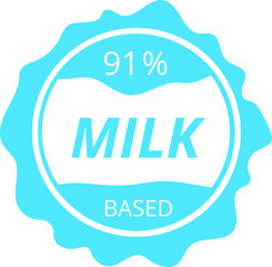 % percentage milk based sign label. Vector illustration