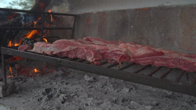 Roasted meat on the grill, parrilla, asado