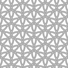 Seamless vector silver ornament in arabian style. Geometric abstract background. Grill with pattern for wallpapers and backgrounds