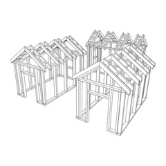 Building object or framing house. Greenhouse construction frame.