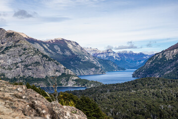 View of the Andes mountain range from the top of Llao Llao Hill, Bariloche, Rio Negro, Argentina